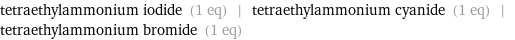 tetraethylammonium iodide (1 eq) | tetraethylammonium cyanide (1 eq) | tetraethylammonium bromide (1 eq)