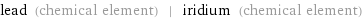 lead (chemical element) | iridium (chemical element)