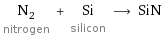 N_2 nitrogen + Si silicon ⟶ SiN