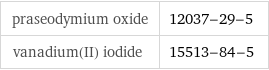 praseodymium oxide | 12037-29-5 vanadium(II) iodide | 15513-84-5