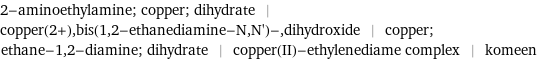 2-aminoethylamine; copper; dihydrate | copper(2+), bis(1, 2-ethanediamine-N, N')-, dihydroxide | copper; ethane-1, 2-diamine; dihydrate | copper(II)-ethylenediame complex | komeen