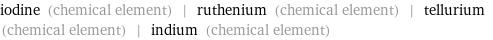 iodine (chemical element) | ruthenium (chemical element) | tellurium (chemical element) | indium (chemical element)