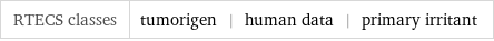 RTECS classes | tumorigen | human data | primary irritant