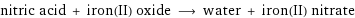 nitric acid + iron(II) oxide ⟶ water + iron(II) nitrate