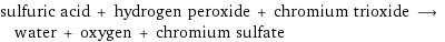 sulfuric acid + hydrogen peroxide + chromium trioxide ⟶ water + oxygen + chromium sulfate