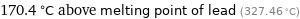 170.4 °C above melting point of lead (327.46 °C)