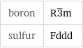 boron | R3^_m sulfur | Fddd