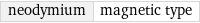 neodymium | magnetic type