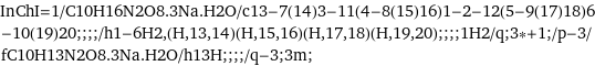 InChI=1/C10H16N2O8.3Na.H2O/c13-7(14)3-11(4-8(15)16)1-2-12(5-9(17)18)6-10(19)20;;;;/h1-6H2, (H, 13, 14)(H, 15, 16)(H, 17, 18)(H, 19, 20);;;;1H2/q;3*+1;/p-3/fC10H13N2O8.3Na.H2O/h13H;;;;/q-3;3m;