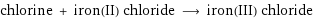 chlorine + iron(II) chloride ⟶ iron(III) chloride