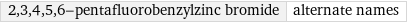 2, 3, 4, 5, 6-pentafluorobenzylzinc bromide | alternate names