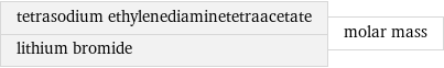tetrasodium ethylenediaminetetraacetate lithium bromide | molar mass
