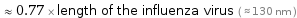  ≈ 0.77 × length of the influenza virus ( ≈ 130 nm )