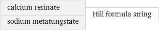 calcium resinate sodium metatungstate | Hill formula string