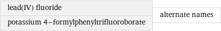 lead(IV) fluoride potassium 4-formylphenyltrifluoroborate | alternate names