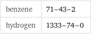 benzene | 71-43-2 hydrogen | 1333-74-0