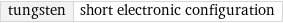 tungsten | short electronic configuration