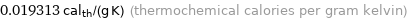 0.019313 cal_th/(g K) (thermochemical calories per gram kelvin)