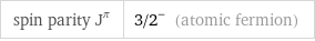 spin parity J^π | 3/2^- (atomic fermion)