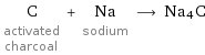 C activated charcoal + Na sodium ⟶ Na4C