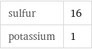 sulfur | 16 potassium | 1