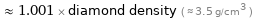  ≈ 1.001 × diamond density ( ≈ 3.5 g/cm^3 )