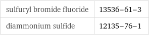 sulfuryl bromide fluoride | 13536-61-3 diammonium sulfide | 12135-76-1