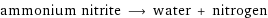 ammonium nitrite ⟶ water + nitrogen