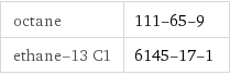 octane | 111-65-9 ethane-13 C1 | 6145-17-1
