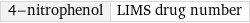 4-nitrophenol | LIMS drug number