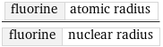 fluorine | atomic radius/fluorine | nuclear radius