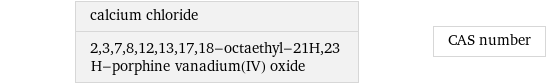 calcium chloride 2, 3, 7, 8, 12, 13, 17, 18-octaethyl-21H, 23 H-porphine vanadium(IV) oxide | CAS number