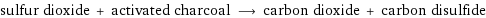 sulfur dioxide + activated charcoal ⟶ carbon dioxide + carbon disulfide