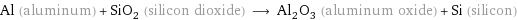 Al (aluminum) + SiO_2 (silicon dioxide) ⟶ Al_2O_3 (aluminum oxide) + Si (silicon)