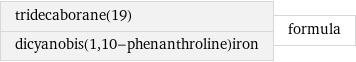 tridecaborane(19) dicyanobis(1, 10-phenanthroline)iron | formula