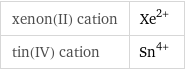 xenon(II) cation | Xe^(2+) tin(IV) cation | Sn^(4+)