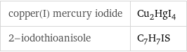 copper(I) mercury iodide | Cu_2HgI_4 2-iodothioanisole | C_7H_7IS