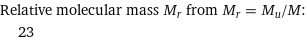 Relative molecular mass M_r from M_r = M_u/M:  | 23