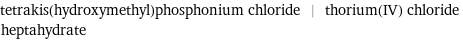 tetrakis(hydroxymethyl)phosphonium chloride | thorium(IV) chloride heptahydrate