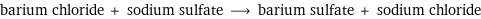 barium chloride + sodium sulfate ⟶ barium sulfate + sodium chloride