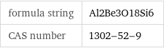 formula string | Al2Be3O18Si6 CAS number | 1302-52-9