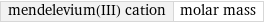 mendelevium(III) cation | molar mass