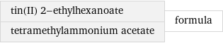 tin(II) 2-ethylhexanoate tetramethylammonium acetate | formula