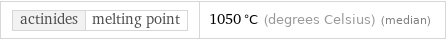 actinides | melting point | 1050 °C (degrees Celsius) (median)