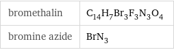 bromethalin | C_14H_7Br_3F_3N_3O_4 bromine azide | BrN_3