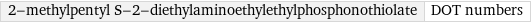 2-methylpentyl S-2-diethylaminoethylethylphosphonothiolate | DOT numbers