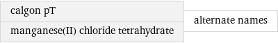 calgon pT manganese(II) chloride tetrahydrate | alternate names