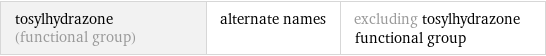 tosylhydrazone (functional group) | alternate names | excluding tosylhydrazone functional group