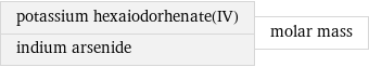 potassium hexaiodorhenate(IV) indium arsenide | molar mass