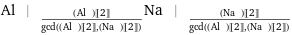 Al | _(((Al | )[[2]])/gcd((Al | )[[2]], (Na | )[[2]]))Na | _(((Na | )[[2]])/gcd((Al | )[[2]], (Na | )[[2]]))